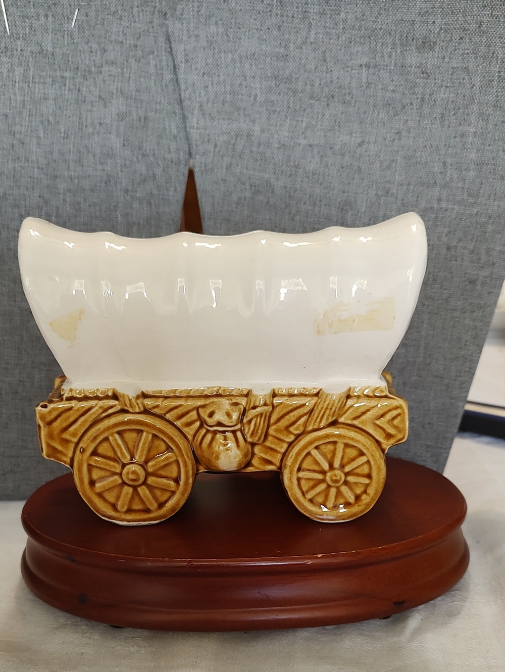 Vintage Ceramic Covered Wagon Bank